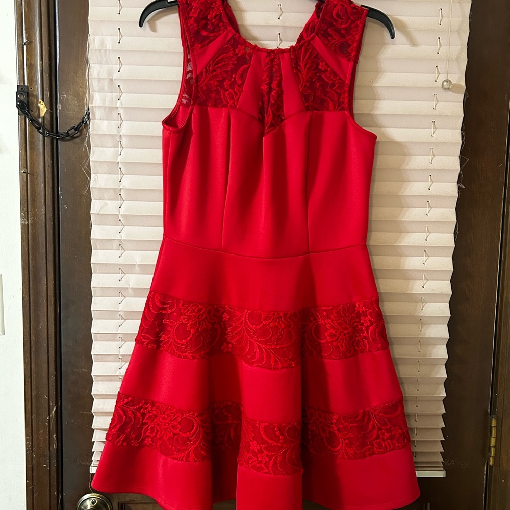 Trixxi Vibrant Red Lace Dress
